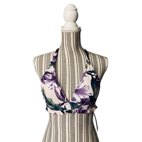 A.N.A A New Approach Purple & White Floral Crisscross Bikini Top Women Sz S - Picture 5 of 12